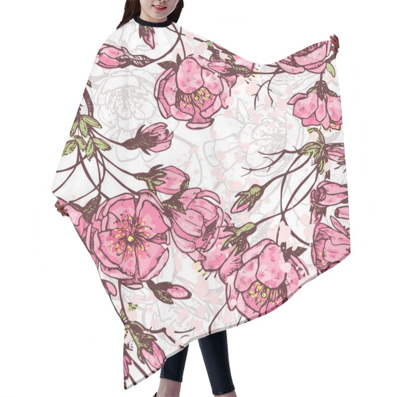 Personality  Sakura Seamless Pattern Hair Cutting Cape