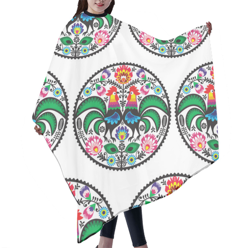 Personality  Seamless Polish Floral Pattern With Roosters Hair Cutting Cape