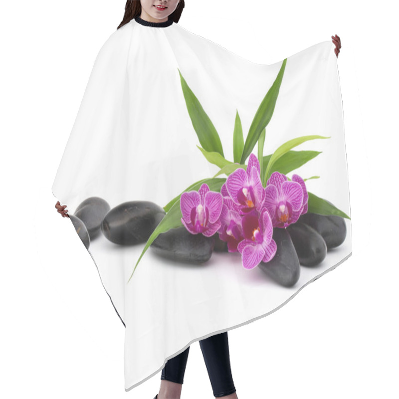 Personality  Zen Pebbles And Orchid Flowers Hair Cutting Cape