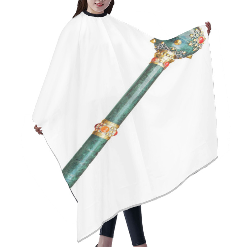 Personality  Ancient Scepter Isolated. Clipping Path. Hair Cutting Cape