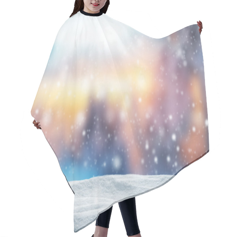 Personality  Winter Abstract Background With Snow Pile Hair Cutting Cape