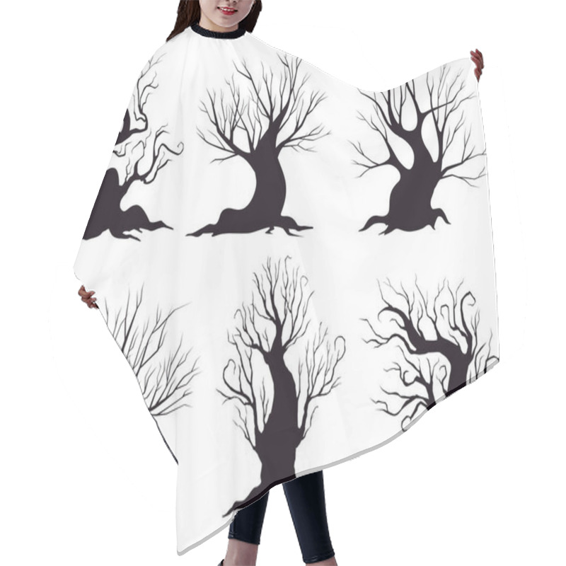 Personality  Set Of Different Silhouettes Of Fantasy Trees Isolated On White Background Hair Cutting Cape