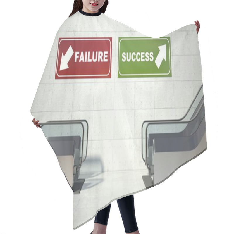 Personality  Moving Escalator Stairs, Success Failure Sign Hair Cutting Cape