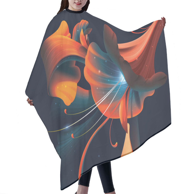 Personality  Vector Illustration Of The Abstract Artistic Flower On The Dark Background Hair Cutting Cape