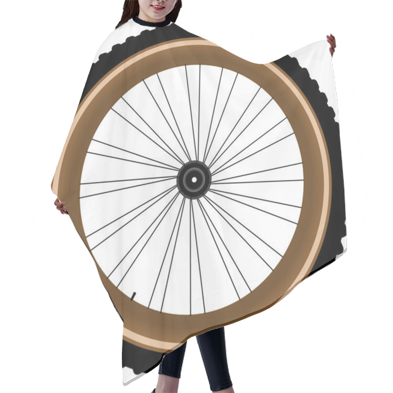 Personality  Front Wheel Of A Mountain Bike Isolated On White Hair Cutting Cape