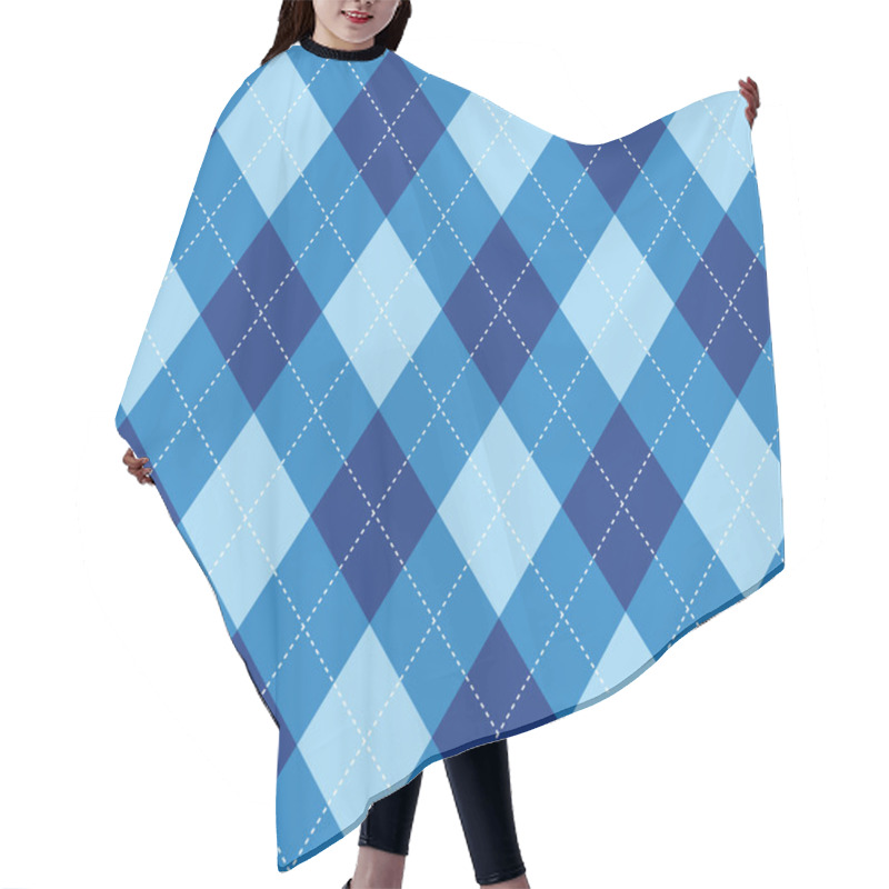 Personality  Argyle Pattern Blue Rhombus Seamless Texture Hair Cutting Cape