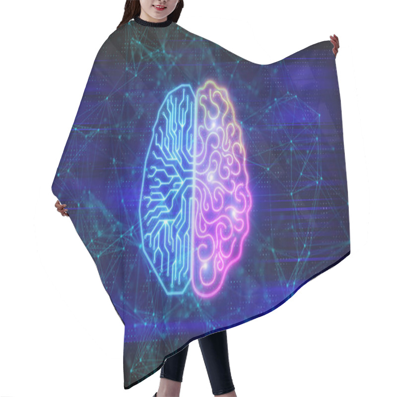 Personality  Creative Digital Brain Background. Artifical Intelligence And Ai Concept. 3D Rendering  Hair Cutting Cape