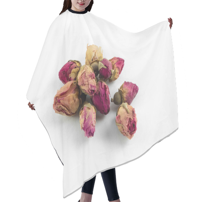 Personality  Red And Pink Rose Buds Tea On White Background Hair Cutting Cape