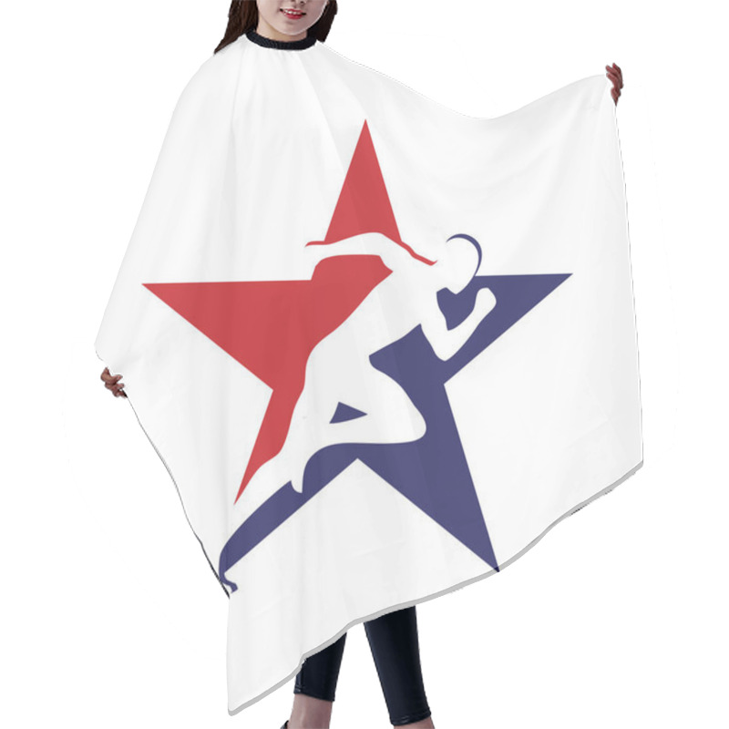 Personality  Running And Marathon Logo Vector Hair Cutting Cape