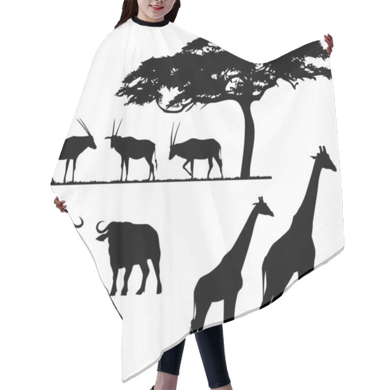 Personality  African Animals, Vector Silhouettes Hair Cutting Cape