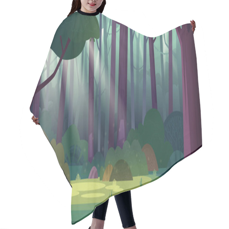 Personality  Cartoon Magic Summer Jungle Forest Glade With Sunbeams. Forest Wilderness Landscape.  Hair Cutting Cape