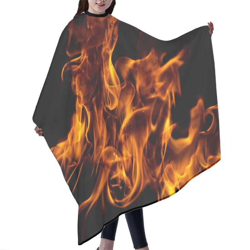 Personality  Fire Flames Isolated On Black Background. Fire Burn Flame Isolated, Flaming Burning Art Design Concept With Space For Text Hair Cutting Cape