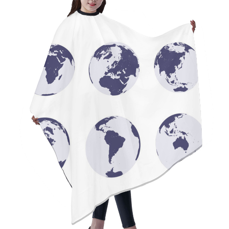 Personality  Earth Globes With 6 Continents Hair Cutting Cape