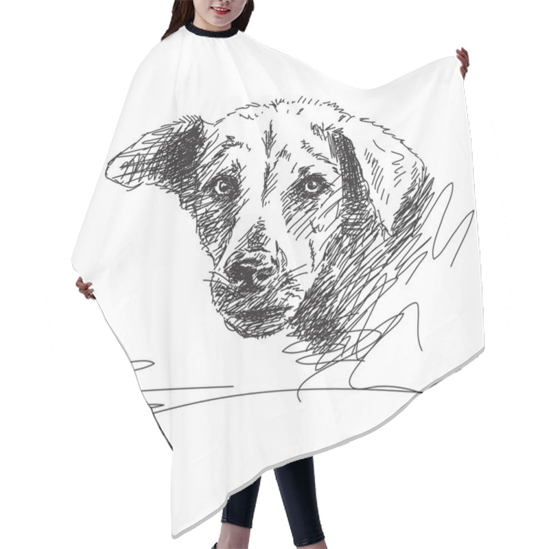 Personality  Hand Drawn Dog Portrait Hair Cutting Cape