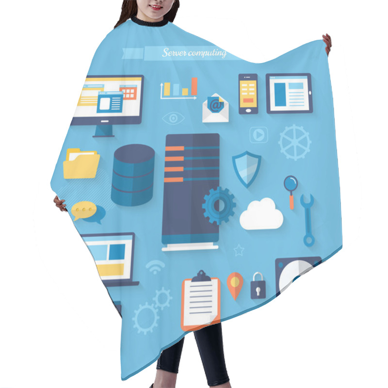 Personality  Flat Icons For Server Computing Concept Hair Cutting Cape