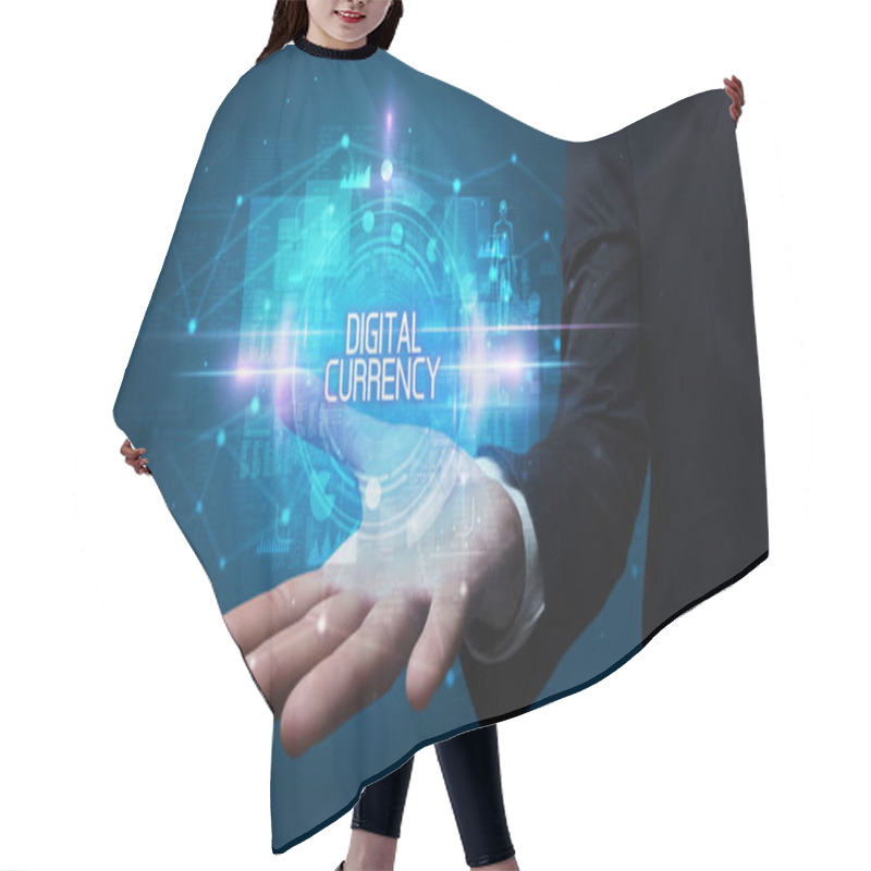 Personality  Man Hand Holding Digital Technology Concept Hair Cutting Cape