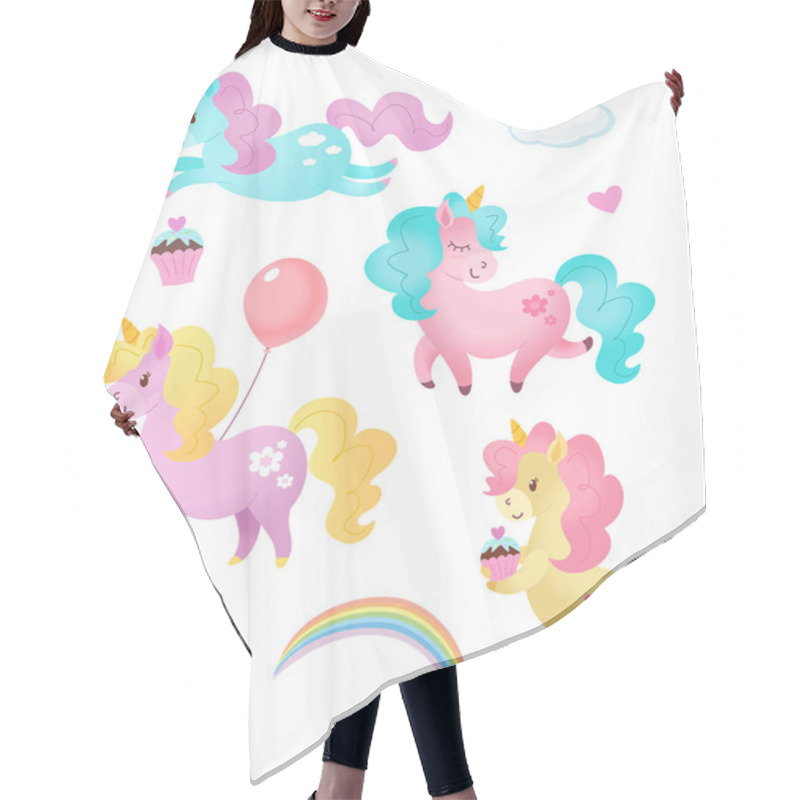 Personality  Unicorn Pattern. Vector Seamless Texture. Hair Cutting Cape