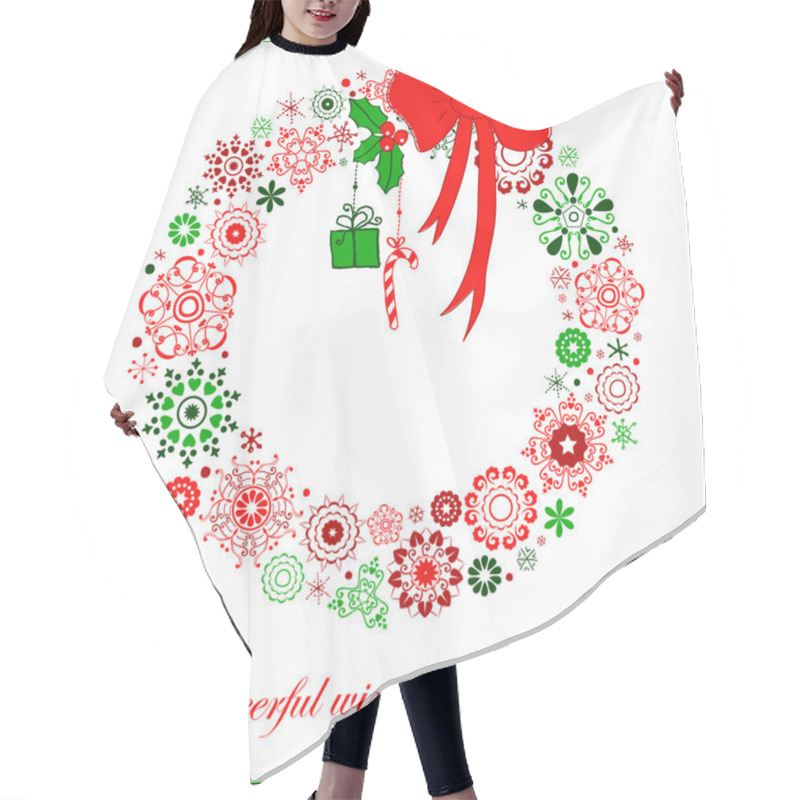 Personality  Stylized Christmas Wreath From Snowflakes Hair Cutting Cape