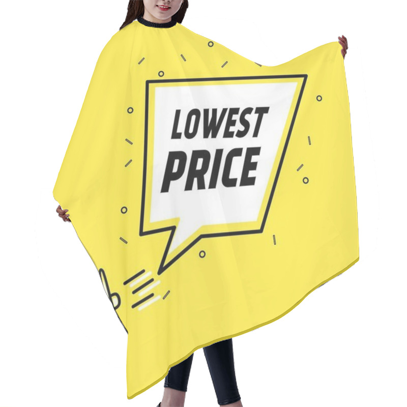 Personality  Lowest Price Banner Design. Speech Bubble Megaphone. Vector Template. Hair Cutting Cape