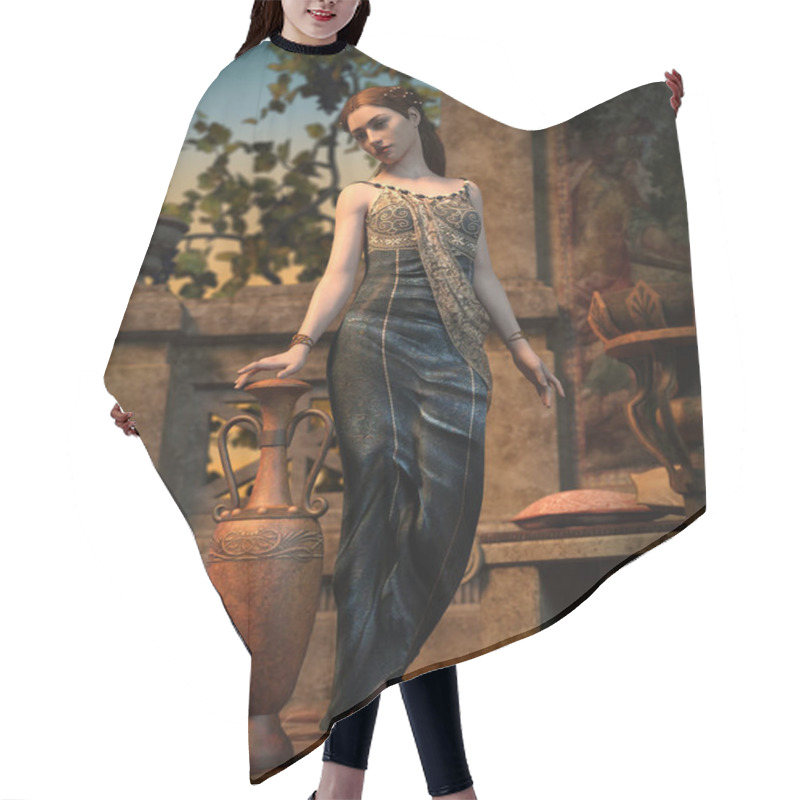 Personality  3d Computer Graphics Of A Fantasy Scene With A Girl In Ancient Roman Style Hair Cutting Cape