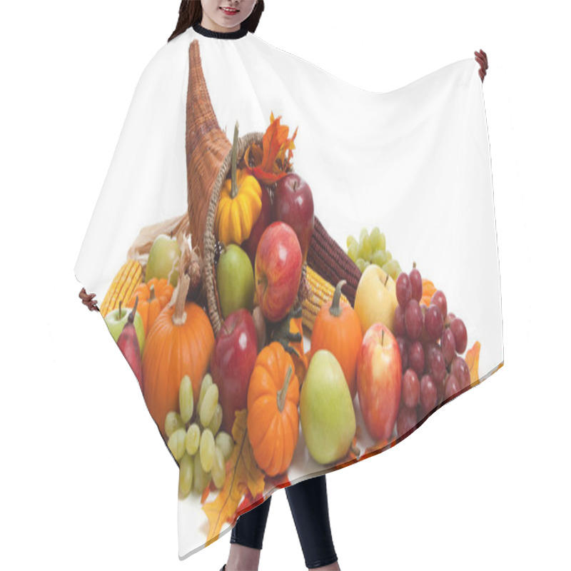 Personality  Fall Cornucopia On A White Back Ground Hair Cutting Cape