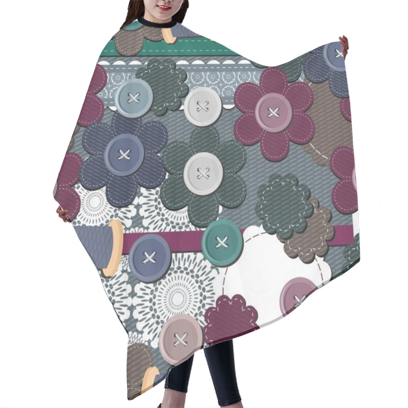 Personality  Set With Different Scrapbook Objects Hair Cutting Cape