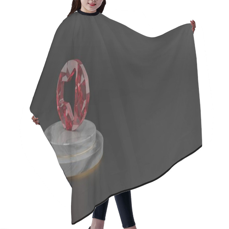 Personality  3D Rendering Of Red Gemstone Symbol Of Speaker Icon Hair Cutting Cape