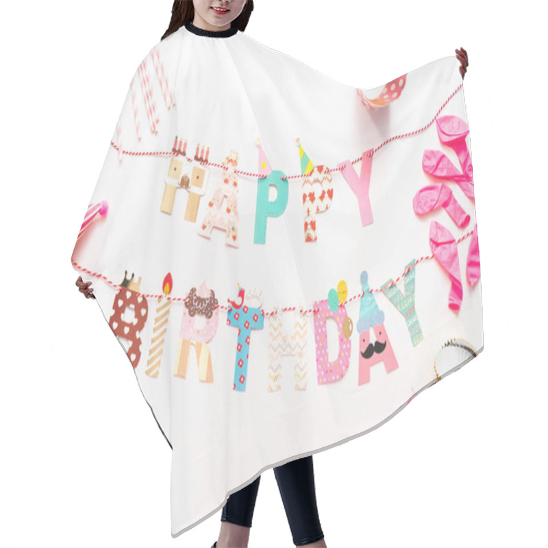 Personality  Kids Birthday Party Supplies On A White Background. Hair Cutting Cape