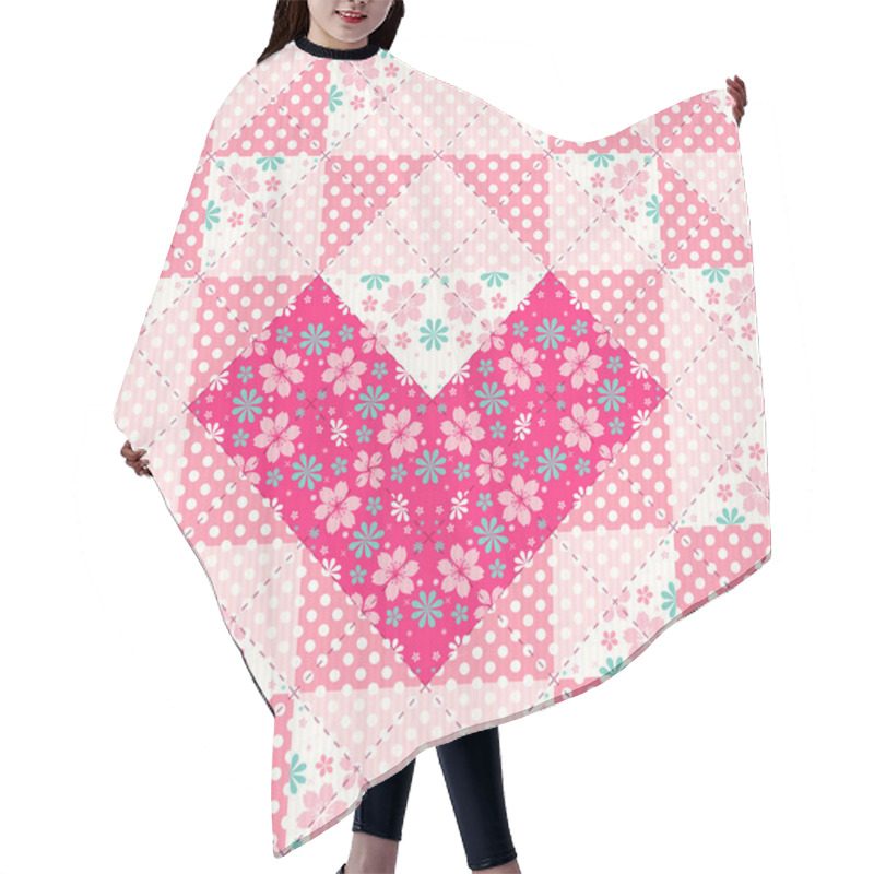 Personality  Patchwork Pattern With Heart Hair Cutting Cape