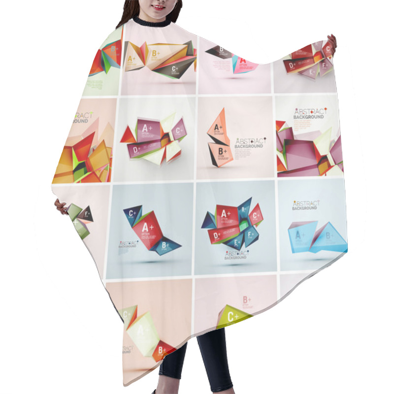 Personality  Set Of Triangle Geometric 3d Forms. Hair Cutting Cape