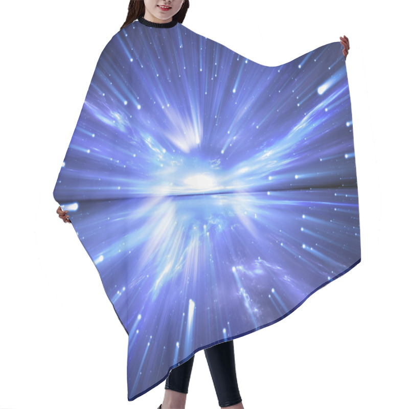 Personality  Time Warp, Traveling In Space With Stars. Hair Cutting Cape