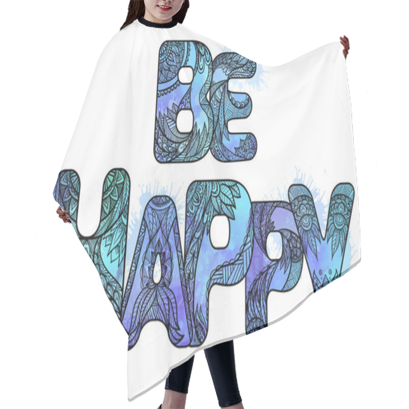 Personality  Doodle Inscription Be Happy   Hair Cutting Cape