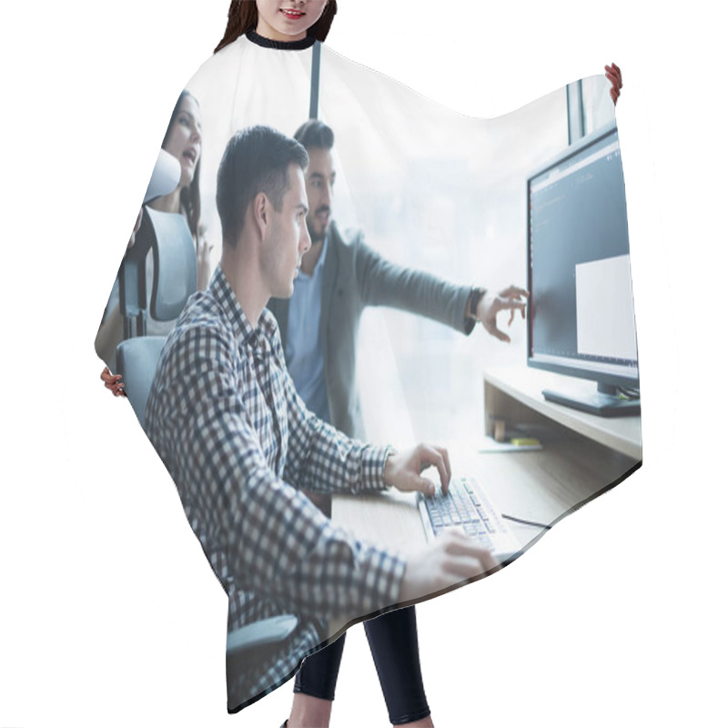 Personality  Business People In Office Hair Cutting Cape