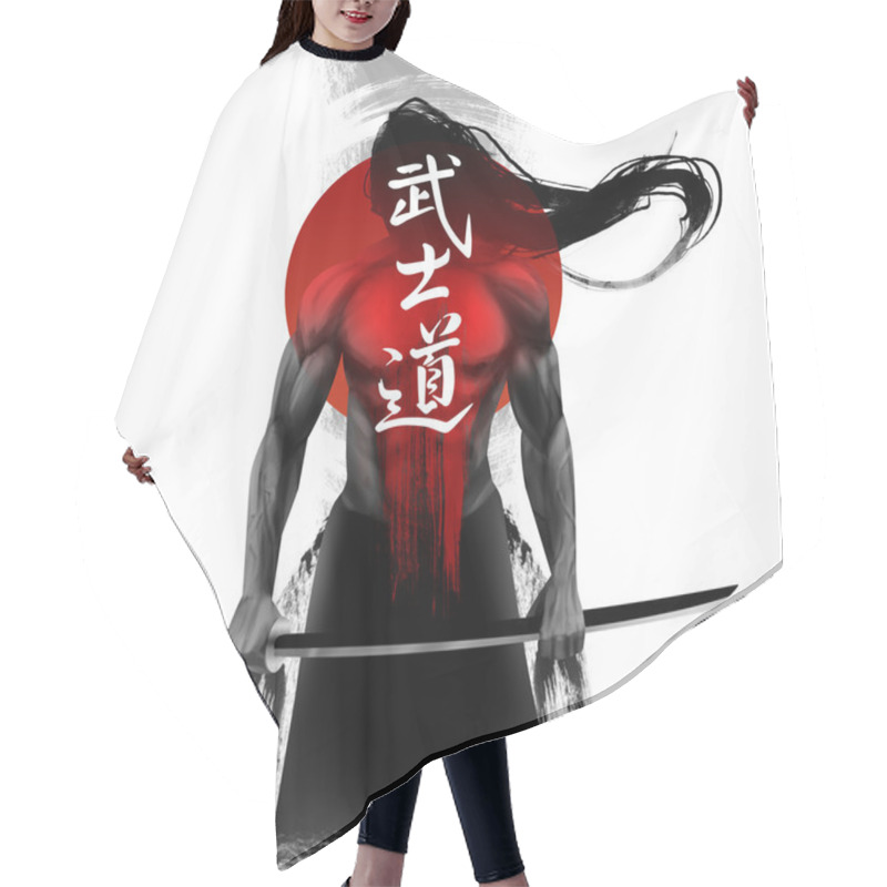 Personality  Samurai Standing With Sword Pose. Hair Cutting Cape