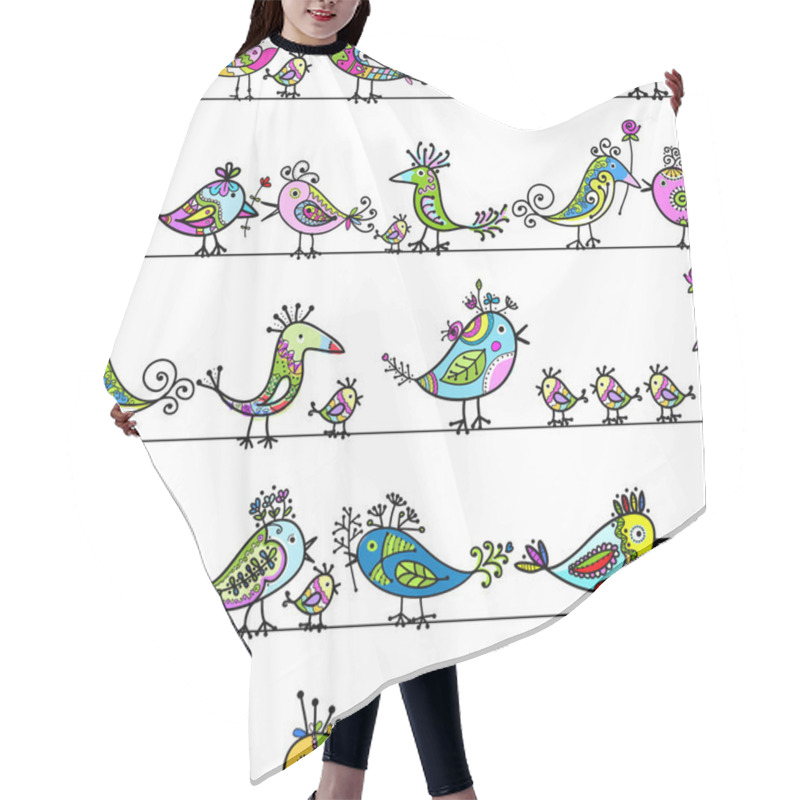 Personality  Funny Birds, Seamless Pattern For Your Design Hair Cutting Cape