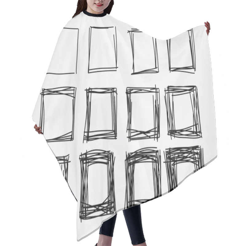 Personality  Hand Drawn Doodle Squares Hair Cutting Cape