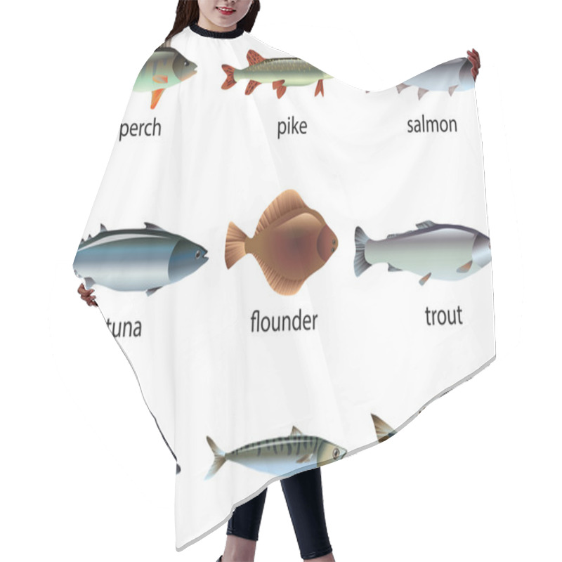 Personality  Fish Photo-realistic Set Hair Cutting Cape