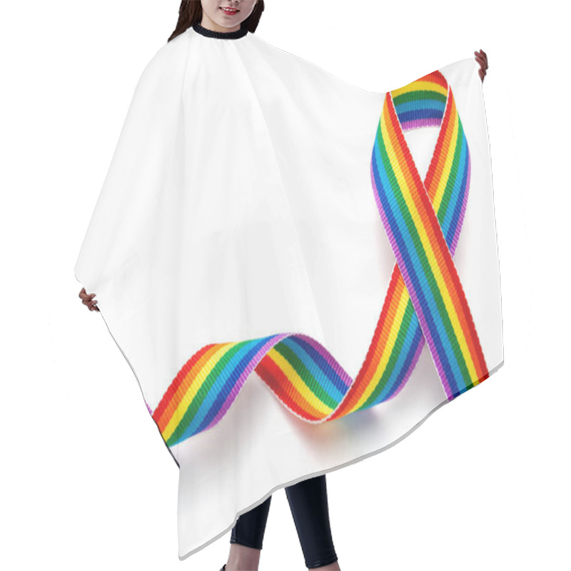 Personality  LGBT Rainbow Ribbon Pride Tape Symbol. Stop Homophobia. Isolated On A White Background Hair Cutting Cape