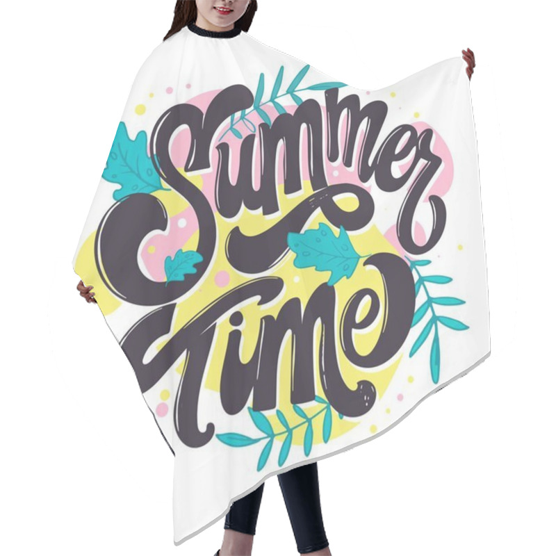 Personality  Hello Summer - Cute Lettering Label For T-shirt Design, Mug Print. Lettering Postcard About Summer Vibes. Hair Cutting Cape