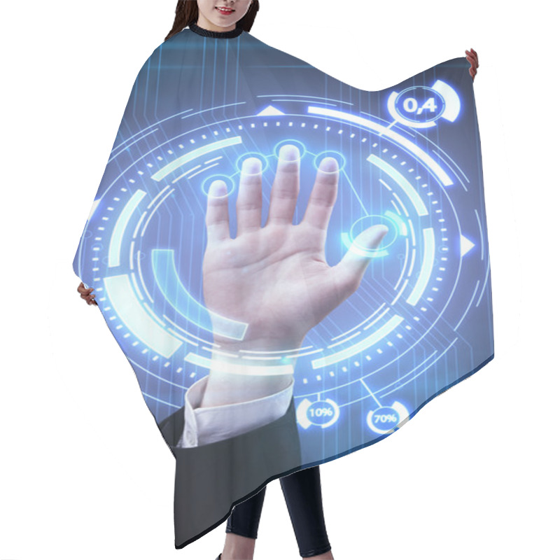 Personality  Technology Scan Man's Hand For Security Or Identification Hair Cutting Cape