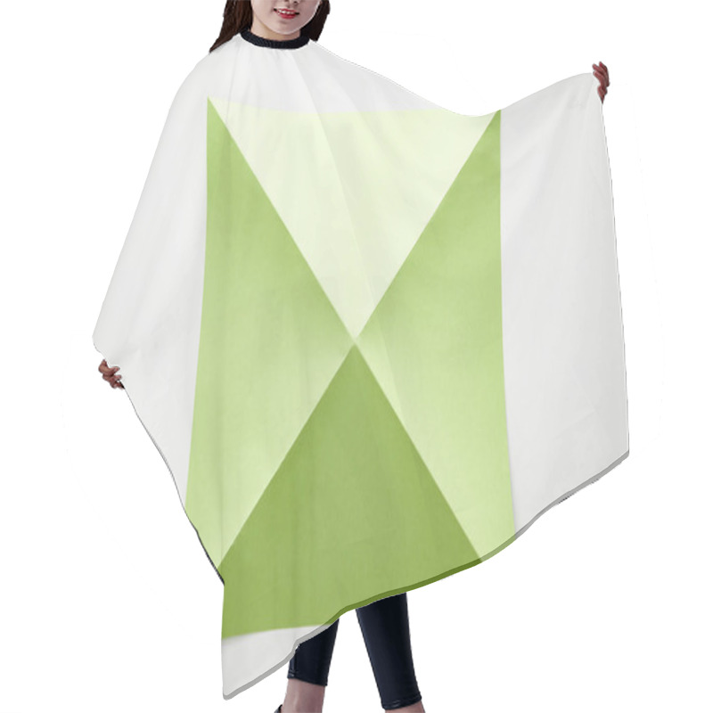 Personality  Top View Of Empty Green Origami Paper On White Background Hair Cutting Cape