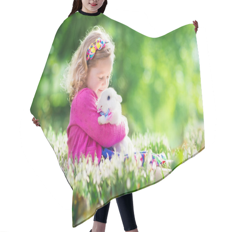 Personality  Little Girl Playing With Bunny On Easter Egg Hunt Hair Cutting Cape