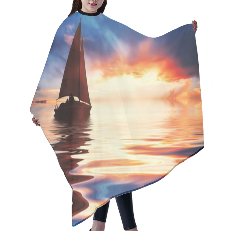 Personality  Sailing At Sunset Hair Cutting Cape