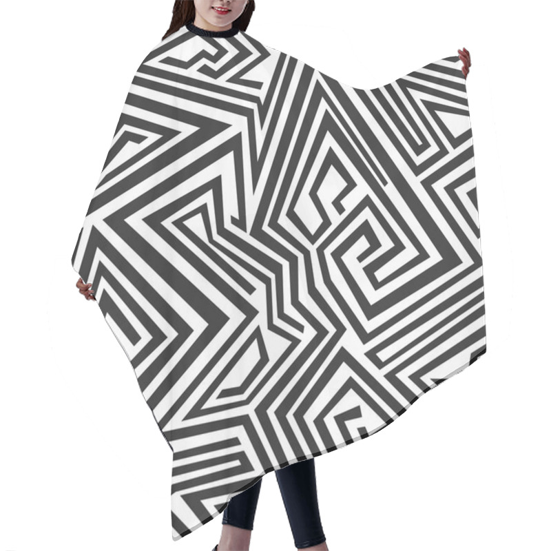 Personality  Monochrome Spiral Lines Seamless Pattern Hair Cutting Cape