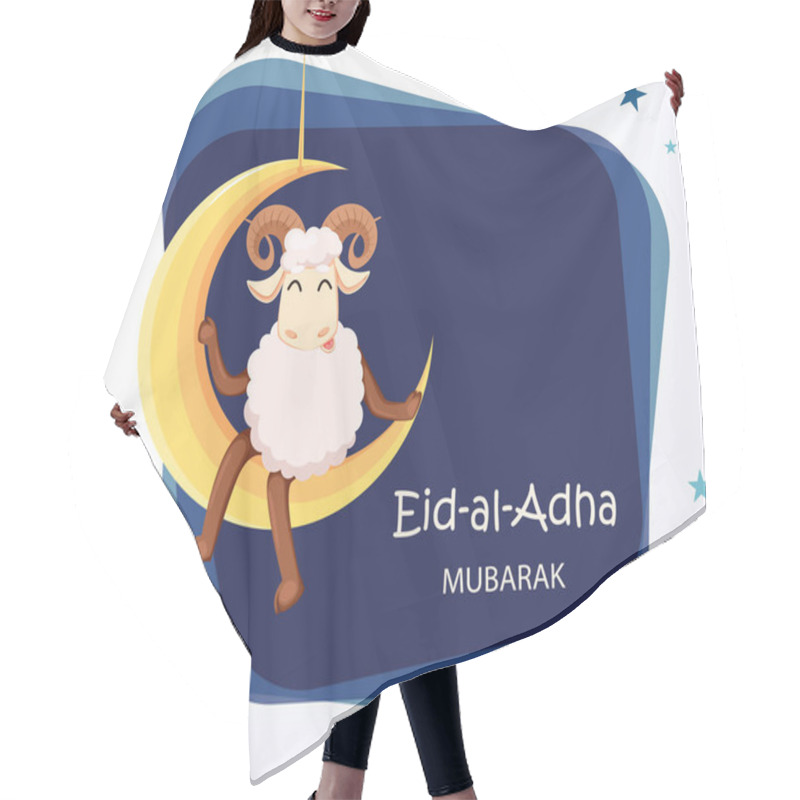 Personality  Eid Al Adha Mubarak Greeting Card With Funny Ram Hair Cutting Cape