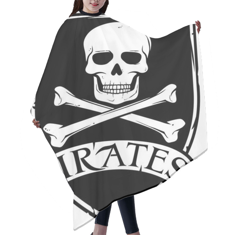 Personality  Pirate Vector Flag (jolly Roger Pirate Flag With Skull And Cross Bones) Hair Cutting Cape