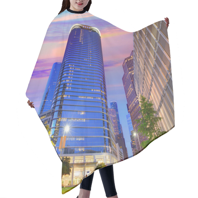 Personality  Houston Downtown Skyline Sunset At Texas US Hair Cutting Cape