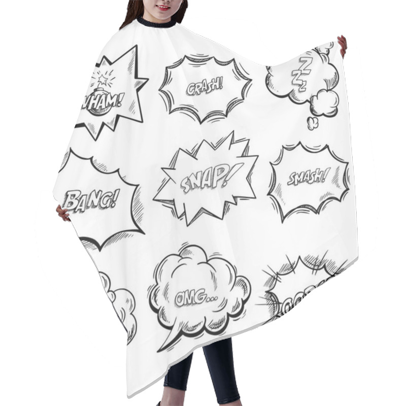 Personality  Exclamation Clouds Sketch And Onomatopoeia Comic Hair Cutting Cape