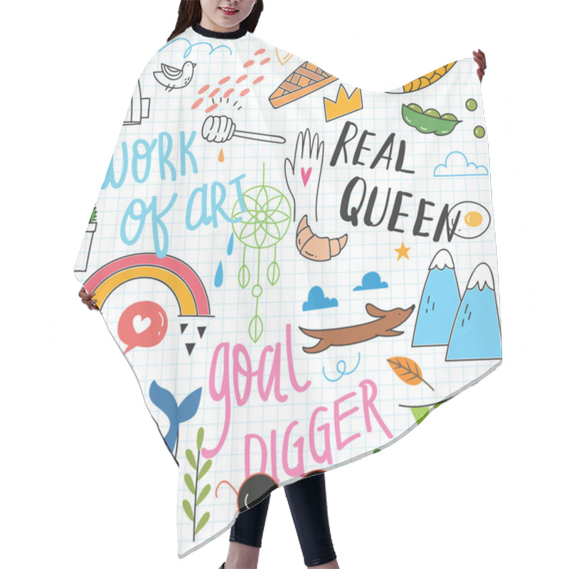 Personality  Cute Doodle Collage Background  Hair Cutting Cape