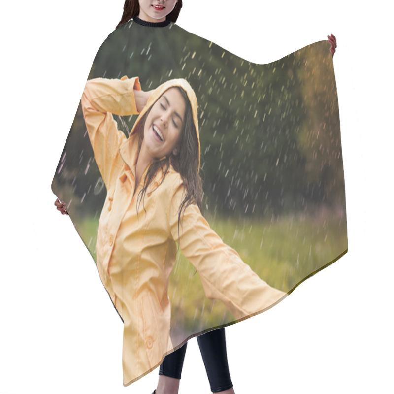 Personality  Happy Woman Enjoying In Nature Hair Cutting Cape